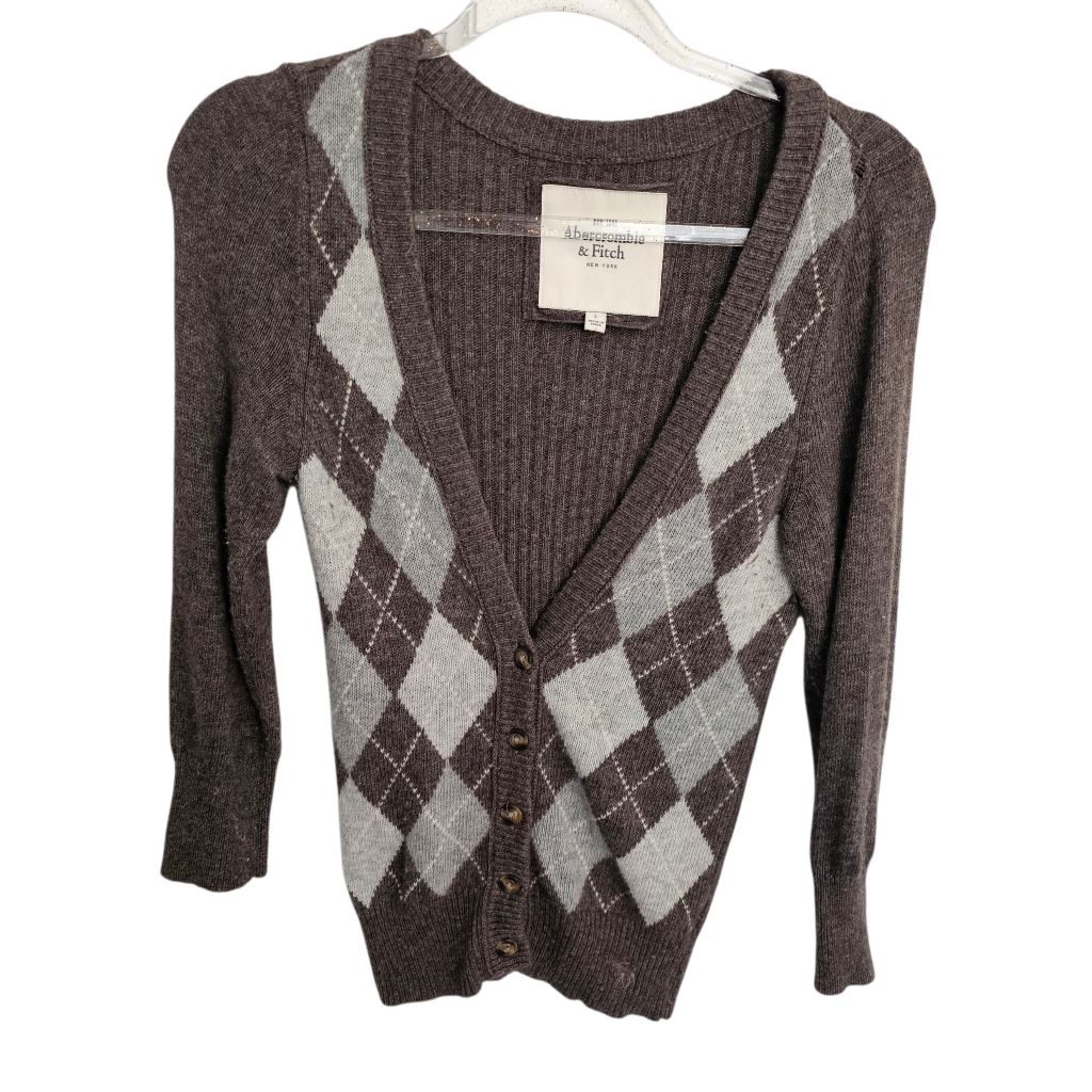 Vintage Y2k Abercrombie & Fitch Argyle Large Quarter Sleeve Cardigan Sweater